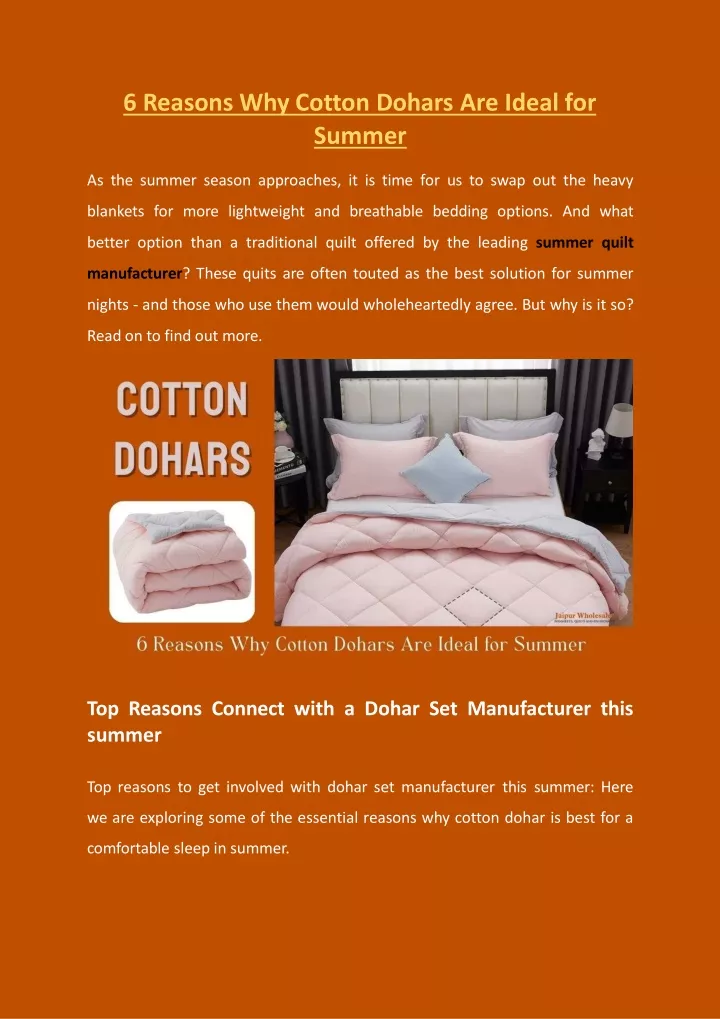 6 reasons why cotton dohars are ideal for summer