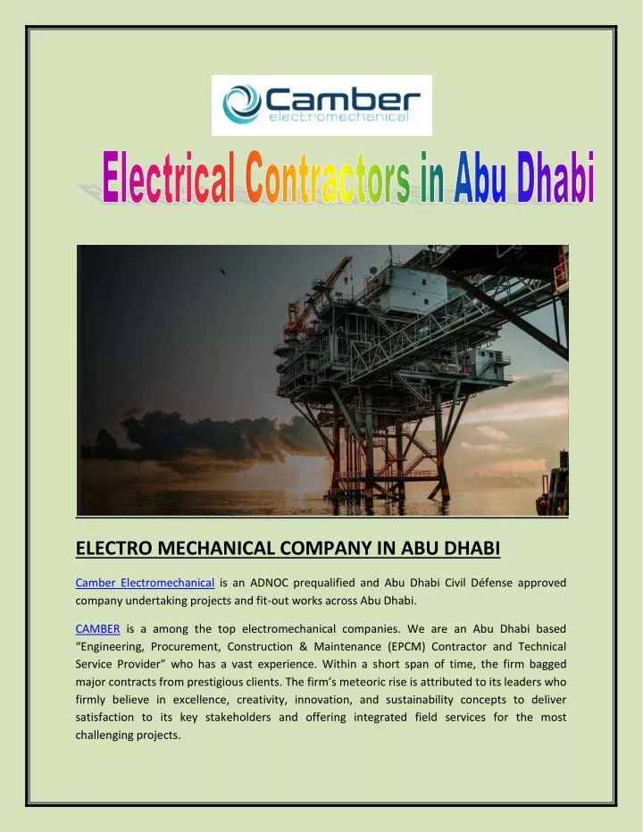 electro mechanical company in abu dhabi