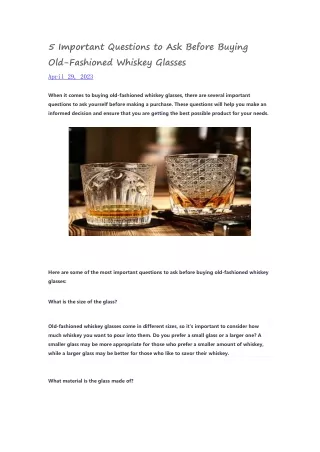 5 Important Questions to Ask Before Buying Old Fashioned Whiskey Glasses