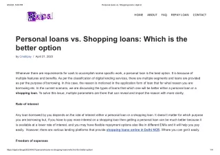 Personal loans vs. Shopping loans _ dpal.in