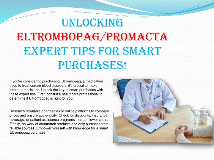 unlocking eltrombopag promacta expert tips for smart purchases