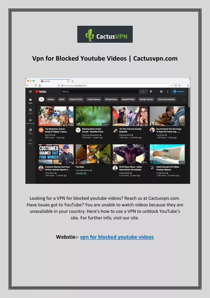 vpn for blocked youtube videos cactusvpn com