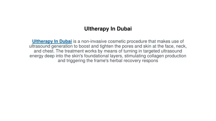 ultherapy in dubai