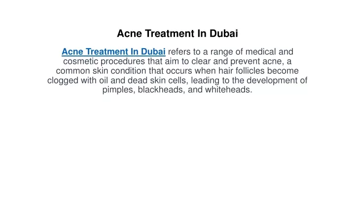 acne treatment in dubai