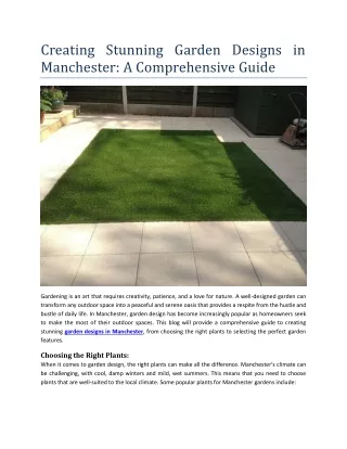 Creating Stunning Garden Designs in Manchester