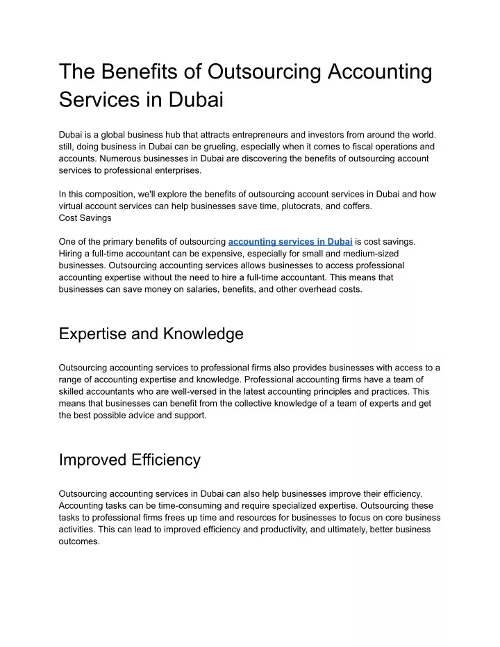 the benefits of outsourcing accounting services