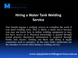 Water tank repairs gold coast - MJR Plastic Welding Services