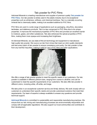 PDF-Talc powder for PVC Films