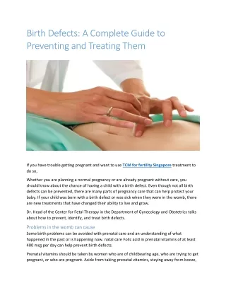 birth defects a complete guide to preventing