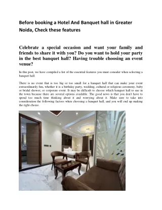 Before booking a Banquet hall, Check these features