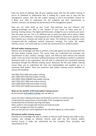 enter the world of auditing take off your