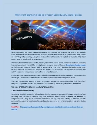 Why event planners need to Invest in Security Services for Events