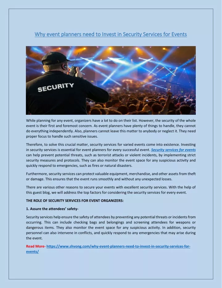 why event planners need to invest in security