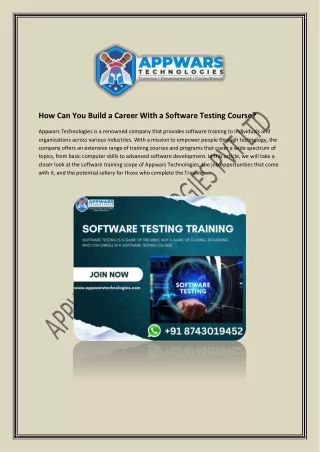 How Can You Build a Career With a Software Testing Course 2