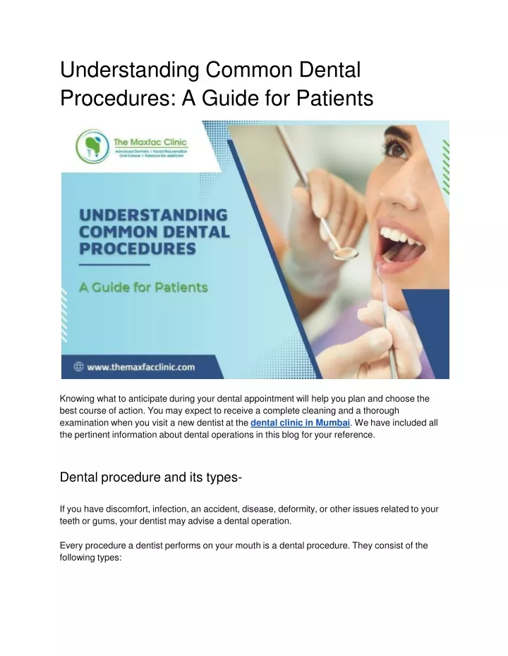 understanding common dental procedures a guide for patients