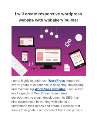 I will create responsive wordpress website with wpbakery builder