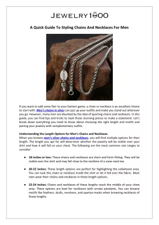 A Quick Guide To Styling Chains And Necklaces For Men
