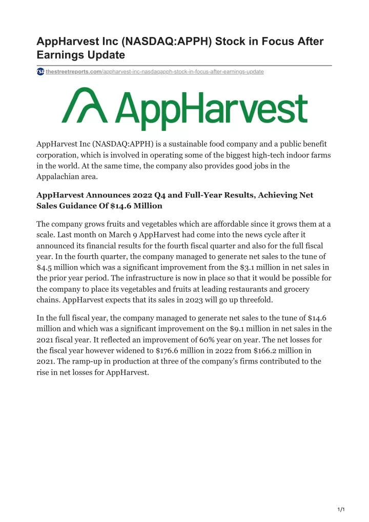 appharvest inc nasdaq apph stock in focus after