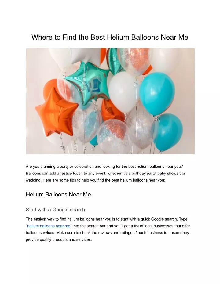 where to find the best helium balloons near me