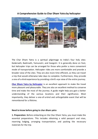 a comprehensive guide to char dham yatra