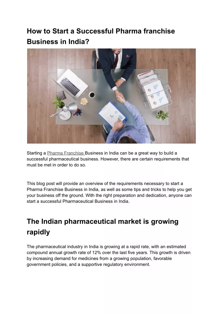 how to start a successful pharma franchise