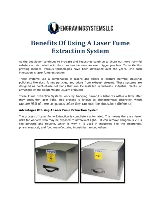 A Laser Fume Extraction System