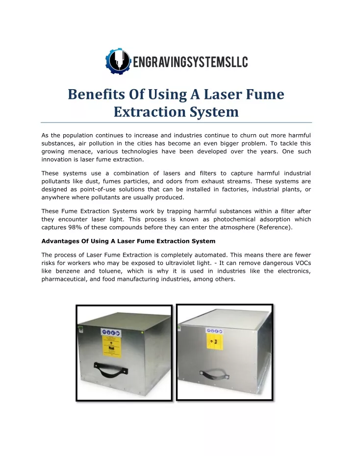 benefits of using a laser fume extraction system