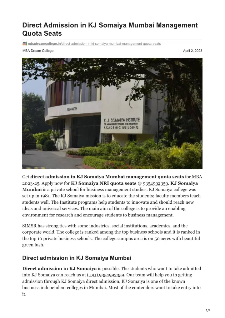 direct admission in kj somaiya mumbai management