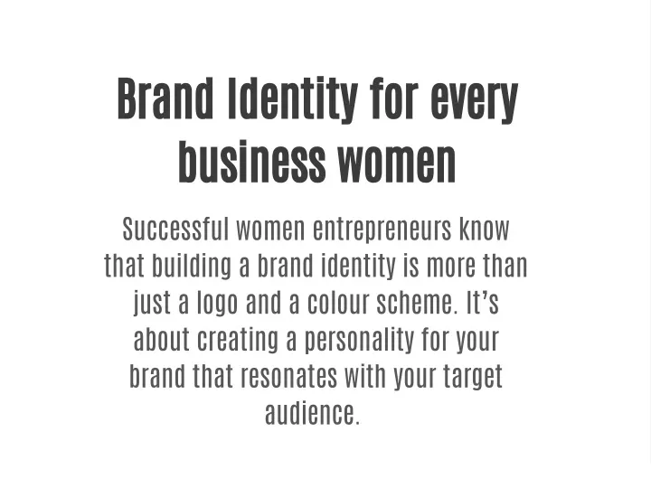 brand identity for every business women