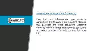 International Type Approval Consulting  Icertifi.com