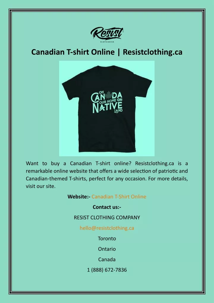 canadian t shirt online resistclothing ca