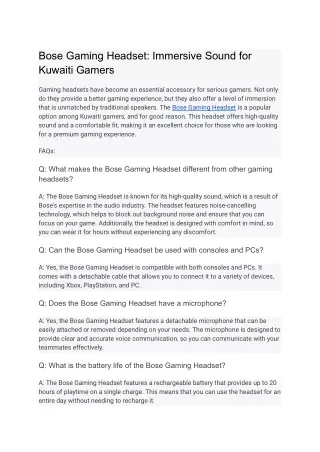 Bose Gaming Headset_ Immersive Sound for Kuwaiti Gamers