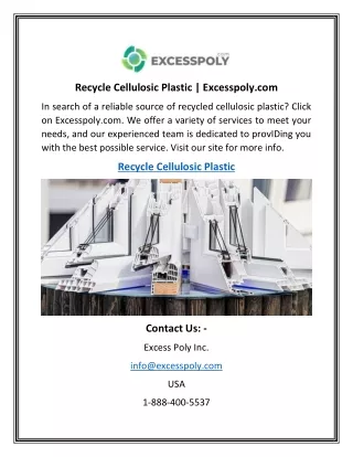 Recycle Cellulosic Plastic  Excesspoly.com