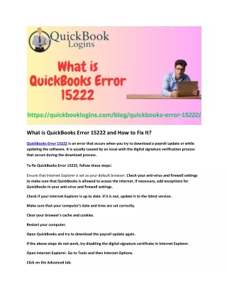 What is QuickBooks Error 15222 and How to Fix It
