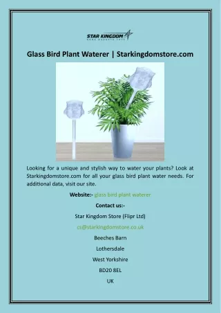 Glass Bird Plant Waterer  Starkingdomstore