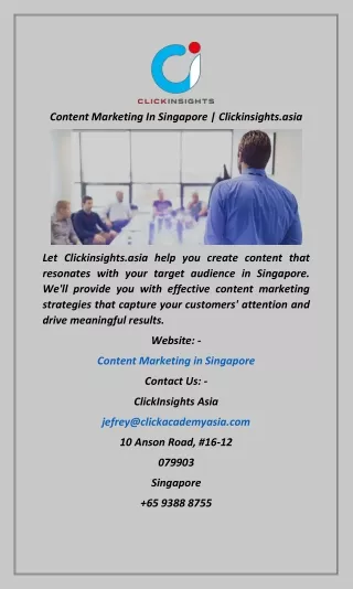 Content Marketing In Singapore  Clickinsights.asia