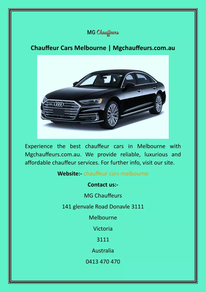 chauffeur cars melbourne mgchauffeurs com au