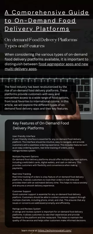 A Comprehensive Guide to On-Demand Food Delivery Platforms