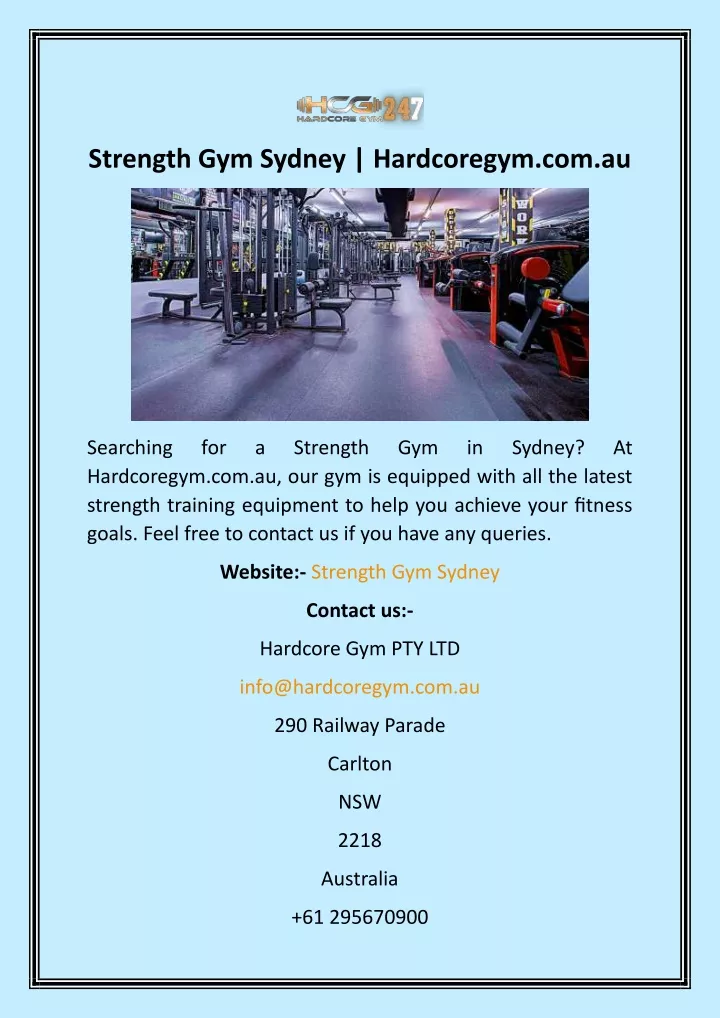 strength gym sydney hardcoregym com au