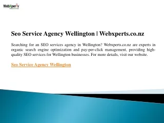 Seo Service Agency Wellington  Webxperts.co.nz