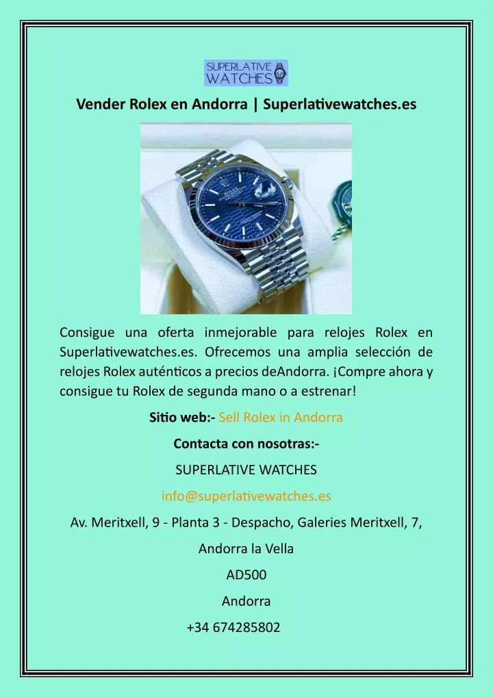 vender rolex en andorra superlativewatches es