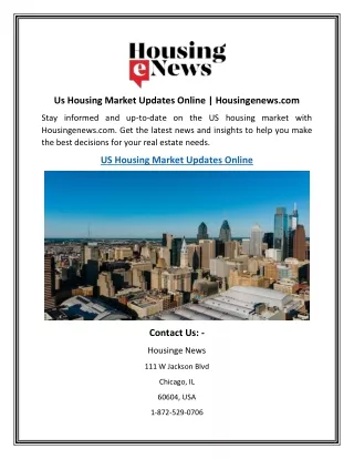 Us Housing Market Updates Online  Housingenews.com