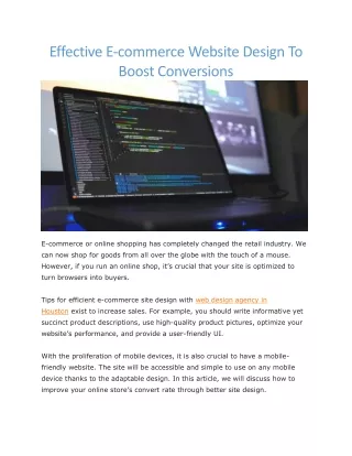 effective e commerce website design to boost