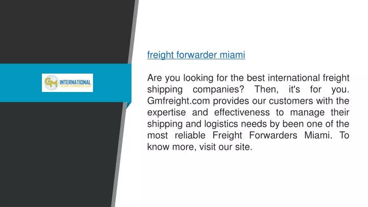 freight forwarder miami are you looking