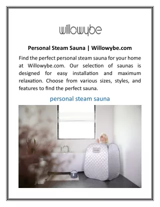 Personal Steam Sauna Willowybe.com