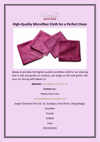 High-Quality Microfiber Cloth for a Perfect Clean