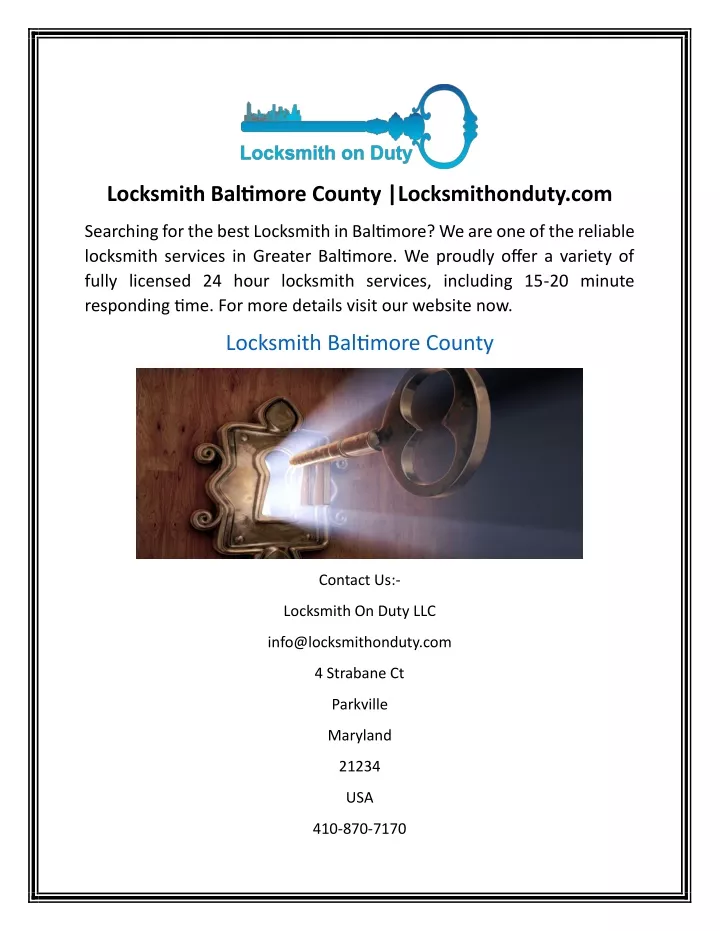 locksmith baltimore county locksmithonduty com