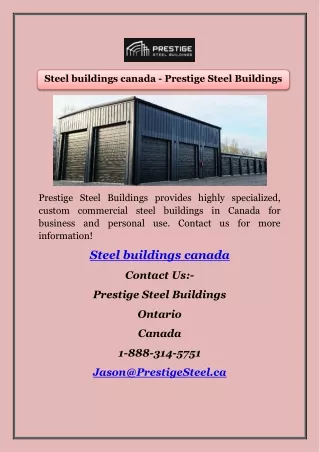 Steel buildings canada - Prestige Steel Buildings