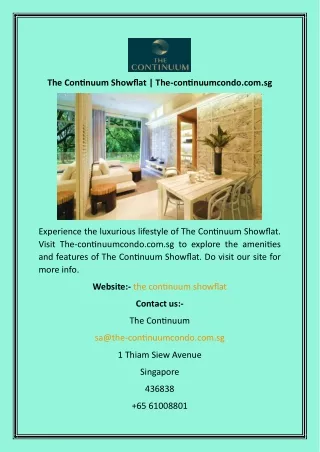 the continuum showflat the continuumcondo com sg