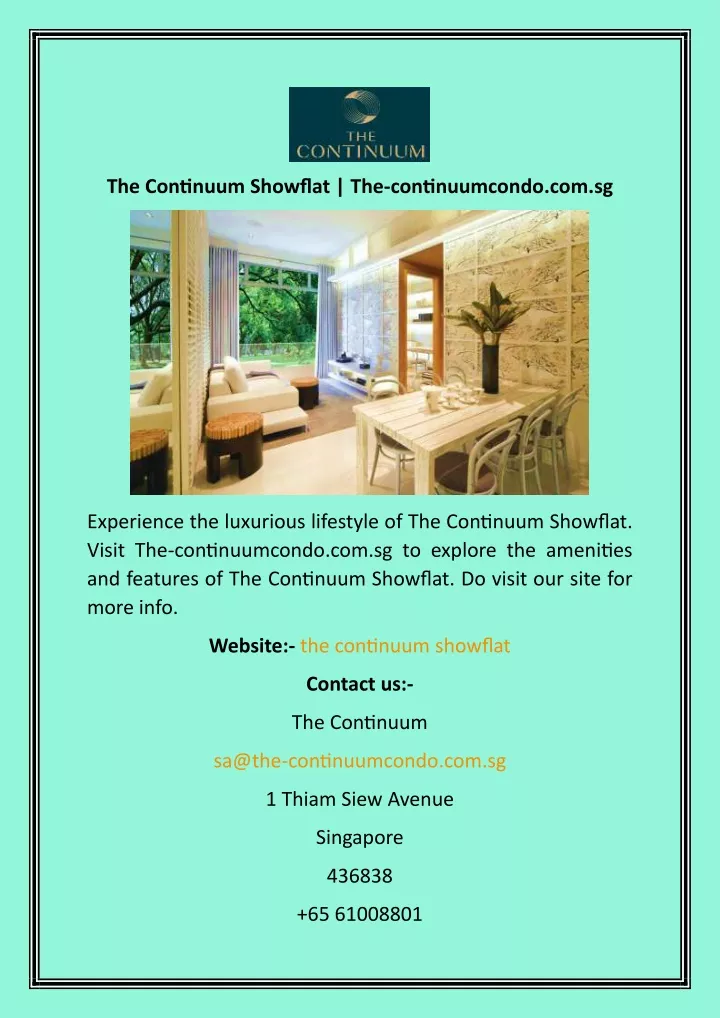 the continuum showflat the continuumcondo com sg